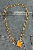 AB Mixed Metal Lock Necklace