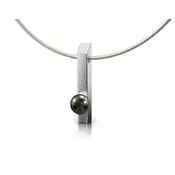 Long Rectangular Bar Pendant With Tahitian Pearl