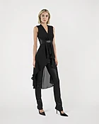 KHLOE Black Silk and Stretch Lambskin Leather Tunic