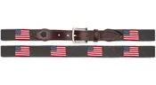 American Flag Needlepoint Belt (Dark Gray)