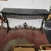 Beautiful Iron Sofa Table w/ Marble Top — Architectural Salvage