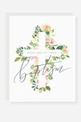 2021 Single Baptism Greeting Card - Floral Cross