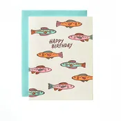 Colorful Fish Birthday - Letterpress Greeting Card