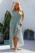 Another Day Maxi Dress: Sage/White