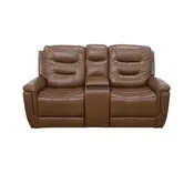 Abbott Camel Leather Power Console Loveseat with Power Headrest