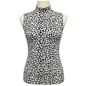 Adam Lippes White / Black Knit Jacquard Sleeveless Turtleneck Top