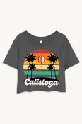 Calistoga Retro Short Crop Tee in Charcoal