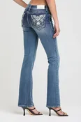 Grace In LA Women's Baroque Chandelier Motif Bootcut Jean