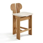 Afra & Tobia Scarpa Artona Africa Leather and Wood Counter Stool