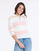1/2 ZIP RUGBY STRIPE SWEATER