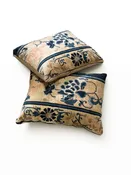# 110A/112 Custom made Set of Two Pillows w/Antique Chinese Rug Fragment 19.5" W