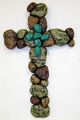 Cross w/Pebble Blue Cross