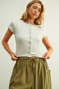 Button Front Ribbed Top