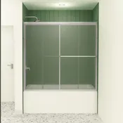 1100 Series Chrome Framed Rain Glass Tub Door  53-1/2″ to 57-1/2″ W  X 63-1/4″ H