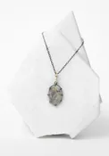 14k Gold, Sterling, and Moss Agate Meadow Line Pendant Necklace