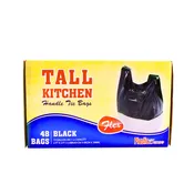 13 Gallon Handle Tie Flex Trash Bags Black - 48 Count