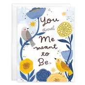 Anniversary card - Gold Bird and Blue Flowers