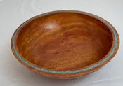 Carob Bowl with Turquoise Inlay