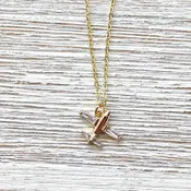 Airplane necklace dainty jewelry crystal gold necklace