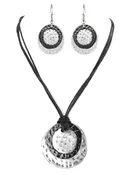 2TONE NECKLACE AND EARRINGS SET  #ADX6407304 (SHBA11)