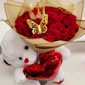 LOVE AND ROMANCE WRAPPED BOUQUET