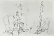 Alberto Giacometti Seated Man And Sculpture 150 Derriere Le Miroir 1961