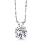1.00 CTW Lab-Grown Round Diamond Solitaire Pendant in Solid 14K Gold – F Color, VS Clarity, AGI Certified