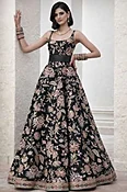 Black Silk Sequins Embroidered Bridal Salwar Kameez Gown
