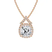 1 1/2 Carat Cushion Halo Pendants