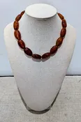 Amber Natural Oval Stone Bobble Necklace