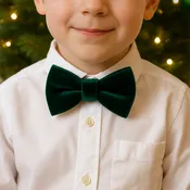 Boy's Green Velvet Bow Tie - "Velvet - Hunter Green" - Christmas, Wedding & Special Occasions | Easy Clip-On Style (CHILD SIZE)