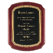 101/2" x 13" Airflyte Rosewood Piano Finish Plaque with Black/Gold Florentine Border LaserFX Plate