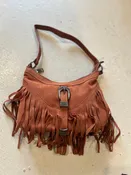 Orange Western Buckle Fringe Shoulder Bag