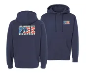 American Flag Hooded Pullover Navy Sweatshirt Los Angeles Fire Dept
