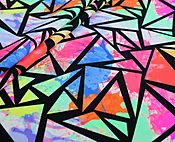 Abstract Triangle Tie Dye UV Glow Spandex | Wholesale Fabric