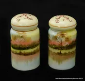 Antique HP Nippon 2.5″ Salt & Pepper Shakers Set Brown Accent Autumn Lake Sunset