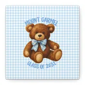 Canvas Wall Art — Blue Gingham Teddy "Mount Carmel Class of 2031"