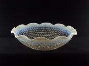 Anchor Hocking Moonstone Opalescent Hobnail Ruffled Bowl, 9"