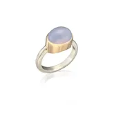 Blue Chalcedony Cabochon Ring