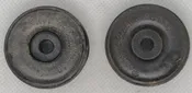 1-1/2" Lot of two original toy airplane wheels.  Marked Record Elastik 40 x 14. German