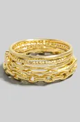 5pc Bamboo Textured Assorted Band Rings Set
