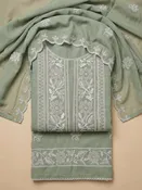 Aqua Chanderi Embroidered Unstitched Dress Material