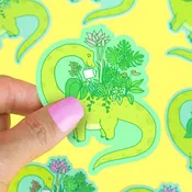 Turtle's Soup - Dinosaur House Plant Planter Laptop Decal Vinyl Sticker