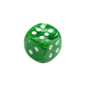 12mm Round Corner Mini Swirl Opaque Dice - Green With White Dots
