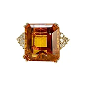 14K Gold Cocktail Ring with Citrine and Diamonds