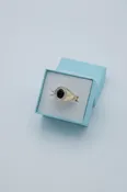 10kt Black Onyx Diamond Signet Ring - Size 10