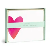 E. Frances Paper - Big Heart Flat Notecard Set, 8 Cards & Envelopes
