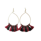 Carolina Tassel & Bead Teardrop Earrings - Garnet/Black
