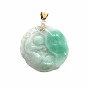 14K Gold and Carved Jadeite Jade Pendant