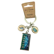Alaska Bear Moose Mountain Charm Keychain